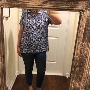 Loft Blue and White Floral Shirt